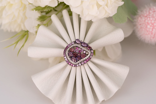 자수정, 로돌라이트, 핑크사파이어와 다이아(40개)로 제작된 준보석 반지 (IM33)